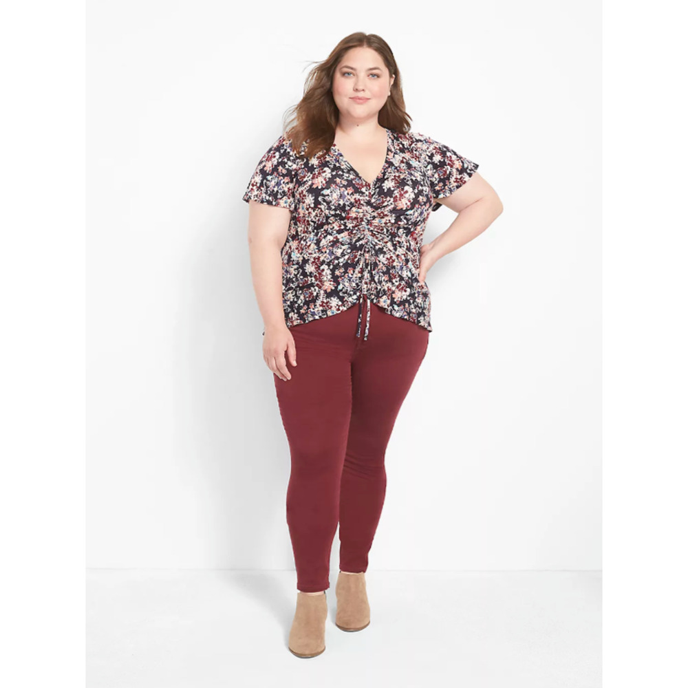 New Lane Bryant Womans Sz 24 Plus‎ Jeans Straight Fit Sateen Skinny Maroon NWT